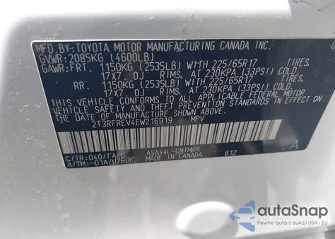 2014 Toyota Rav4 Xle z USA, uszkodzony, nr VIN 2T3RFREV4EW216919